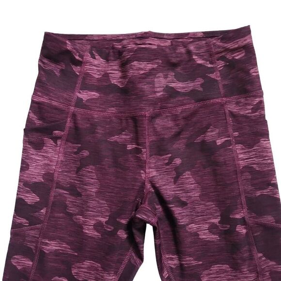 Avia Ladies Pink Marled Camo Print Athletic Leggings with Side Pockets - Size Sm - Picture 2 of 5